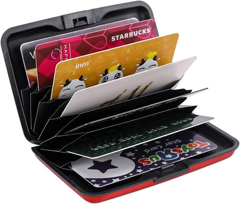 ELFISH Mini RFID Aluminum Wallet Credit Cards Holder Business Card Case Metal ID Case for Men Women (Red)...