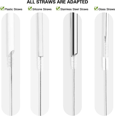 Straw Cleaner Brush Set, 10 Pieces 12 Inch Stainless Steel Handle Straw Brush Set, Extra Long Straw Brush for Tumbler, Sippy Cup, Water Bottle and...