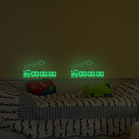 Train Decor,Glow in The Dark Stickers, Nursery Wall Sticker, 2 Pack Trains Wall Stickers for Kids Bedroom Decor...