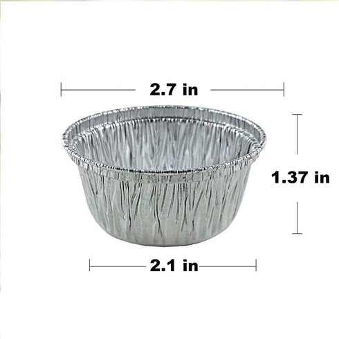 2 Oz Disposable Baking Cups Tins Foil Pans Cups 70 mL Aluminum Foil Cupcake Bowl Pans for Baking, Roasting, 100Pcs....