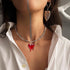 Gothic Bleeding Heart Necklace Dropping Blood Thorn Heart Pendent Choker for Men and Women...