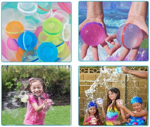 Glimzify12 Pcs Magnetic Reusable Water Balloons Quick Fill Toys for Toddlers Outdoor Pool Toys, Self Sealing Splash Ball Water Bomb Silicone Refil...