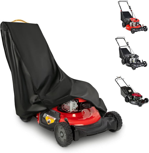 Outdoors Lawn Mower Cover Waterproof Heavy Duty 420D Polyester Oxford Push Mower Cover Fit With Handle & Cover Storage Bag, Black...