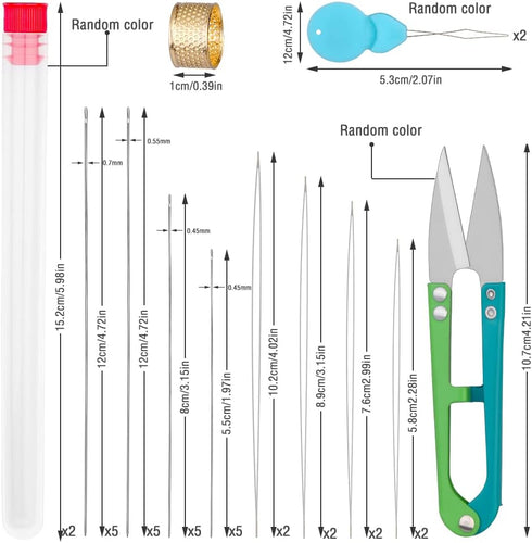 UOOU 28 Pcs Beading Needles Set Include 20 Pcs Long Straight Beading Thread Needles + 8 Pcs Big Eye Beading Needles, Embroidery Needles with Needl...