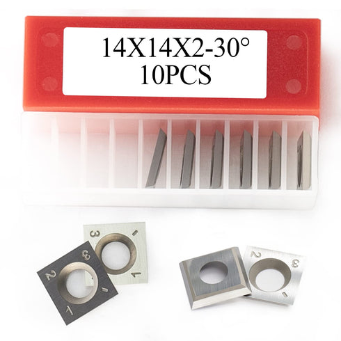 14mm Square Carbide Inserts Cutters Knives Blades 14×14×2.0mm-30°for Woodworking Spiral/Helical Planer Cutter Head or Lathe Turning 10pcs...