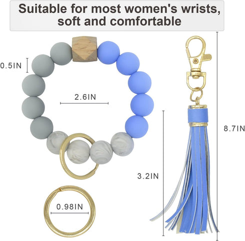 Key Chains Women for Car Key Ring Bracelet,Keychain Wristlet,Silicone Beaded Bangle Chains...