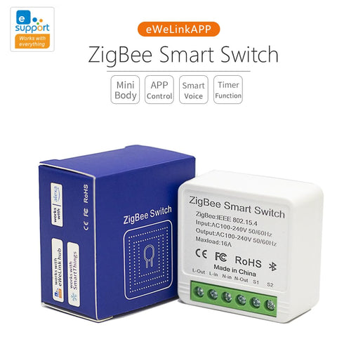Ewelink 16A Zigbee Mini Smart Wireless Light Switch Controller Module with Timer&Schedule for Home Automation DIY,Compatible with Alexa Echo, Smar...