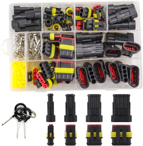 26 Sets 355Pcs Automotive Waterproof Wire Connectors - Male/Female 1/2/3/4 Pin - for Cars, Motorcycles & Boats - 22-16 AWG...