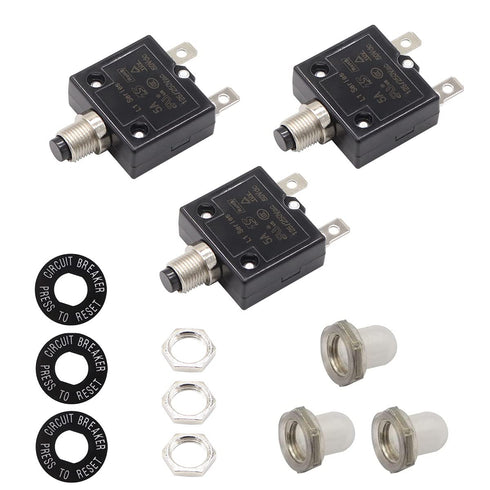 Thermal Circuit Breaker 5 Amps, Thermal Overload Protector L1 Series 125-250V AC 50V DC Push Button Manual Reset Circuit Breaker (3PCS?...