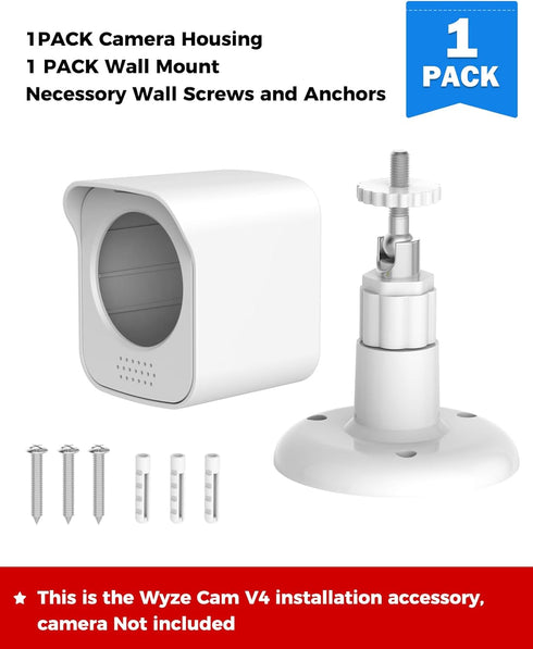 All-New Wyze Cam V4 Camera Surveillance Mount, compatible with Wyze Cam V4 ONLY Weatherproof Protective Housing and 360 Degree Adjustable Mount (W...