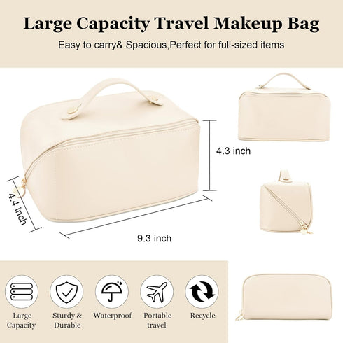 2022 Large Capacity Travel Cosmetic Bag, Makeup Bag Waterproof Portable Cosmetic Bag, Toiletry Bag for Skincare Cosmetics Toiletries with Handle a...