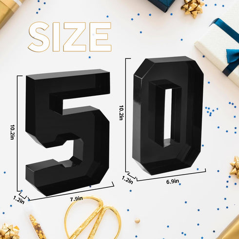 Cardboard Number for Charcuterie 50 Set Fillable Tray 10.2'' Black Charcuterie Paper Box for 50th Birthday Anniversary Party Decorations Chocolate...