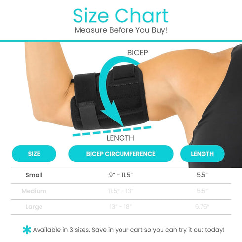 Vive Bicep Brace Compression Sleeve for Tendonitis - Upper Arm Tricep & Bicep Support Brace for Pain Relief - Comfortable, Lightweight, & Adjustab...