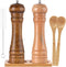SZUAH Salt and Pepper Grinders, Oak Wooden Salt and Pepper Mills Shakers with Cleaning Brush & Wood Stand, Ceramic Rotor with Strong Adjustable Co...