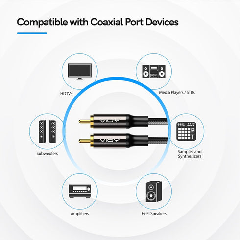 VIOY Coaxial Digital Audio Cable (15 FT), Subwoofer Cable RCA Male to Male HiFi 5.1 SPDIF Stereo Coaxial Audio Cable for Home Theater, HDTV, Ampli...