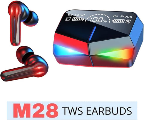 M28 Wireless Earbuds TWS Bluetooth 5.1 Earphones Touch Control Headphones Microphone Mirror Screen LED Display HD Sound & Stable Connection......