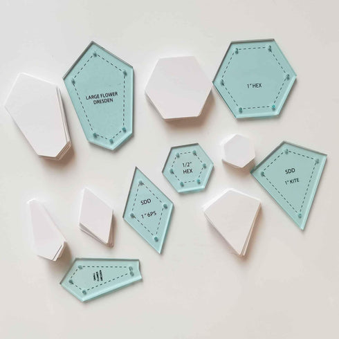 HONEYSEW 300PCS Paper Piecing Shapes Acrylic Quilt Templates Quilting Patchwork Piecing Craft for Sewing...