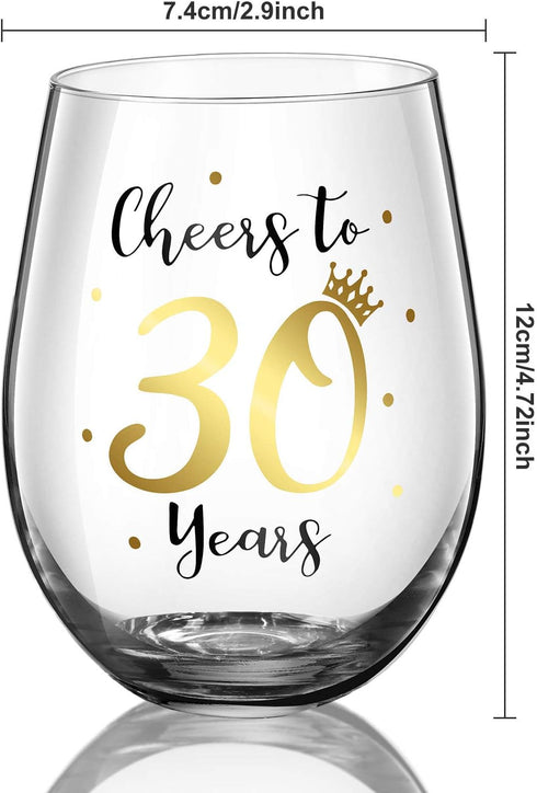 Cheer to 30 Birthday Stemless Wine Glass 30th Birthday Wine Glass Present for Men Women 30th Birthday Party Wedding Anniversary Party Decorations ...