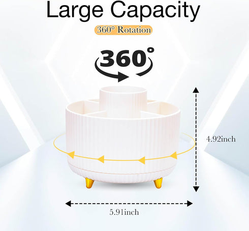 360 Rotating Makeup Organizer Desktop Lazy Susan Cosmetic Desk Storage Container Makeup Brush Holder for Eyeshadow Brush Lipstick Holder Pen Holde...