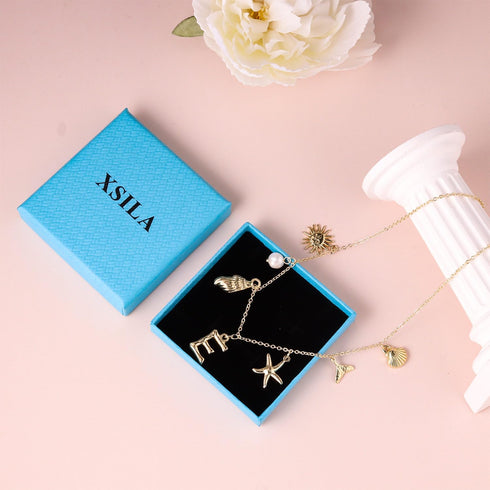 Gold Initial Charm Necklaces for Women, Boho Surfer Beach Letter Necklace 14K Gold Plated A-Z Pendant Alphabet Choker Necklace Personalized Monogr...