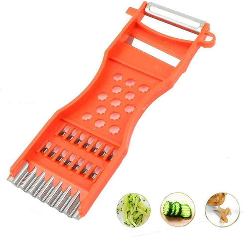 Vegetable Peeler,Saim Metal Scraper Fruit Grater Slicer Vegetable Peeler 7 in 1 Multifunction Kitchen Cutter Tool Orange 2 Pcs...