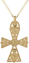 18K Gold Plated Large Ethiopian Eritrean Cross Pendant Necklace for Women Men Traditional Ornaments Habesha African Ethnic Jewelry | 3mm Figaro Ch...