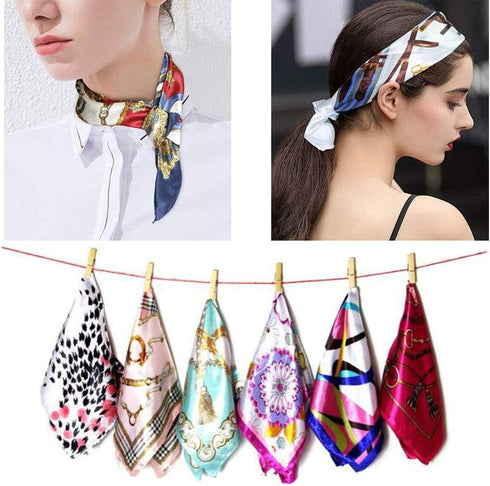 10PCS Silk Feeling Satin HeadScarf Neck Hair Small Square Scarf Color Random...