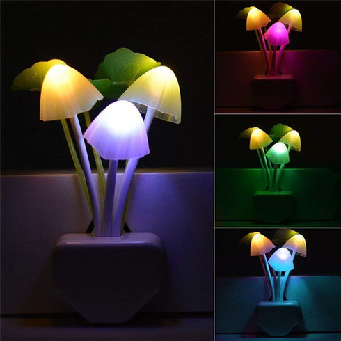 Smart Dusk to Dawn Sensor Led Night Light, 0.6W Multi-Color Changing Plug-in Mushroom Dream Bed Nightlight, Funny Energy Efficient Wall Lamp Flowe...
