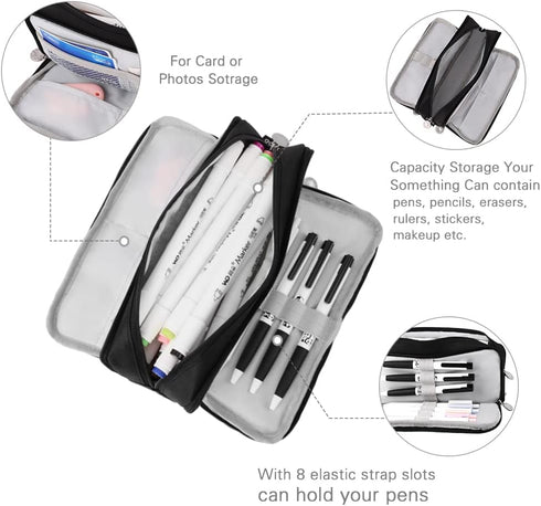 iSuperb Large Pencil Case 3 Compartments Pencil Pouch Big Capacity Pencil Bag for Kids Teen Girls Boys Student School Supplies Oxford Organizer Pe...