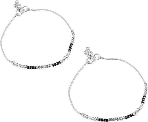 Efulgenz Indian Anklets for Women Indian Style Anklet Pair for Women Silver Payal for Women Oxidised Silver Jewelry Set Indian Indian Ankle Bracel...