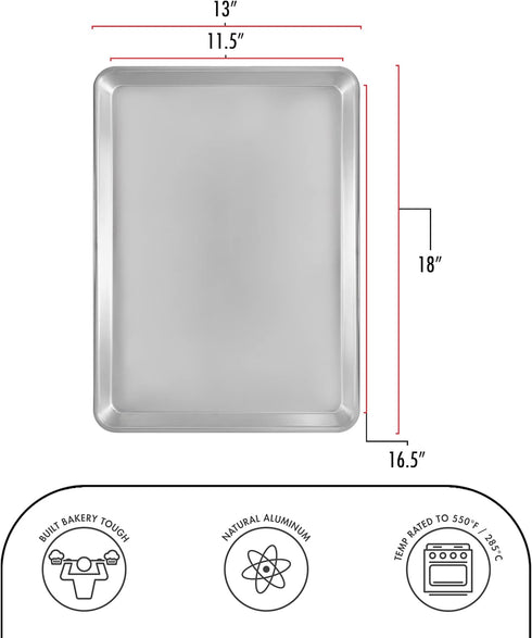 Fat Daddio's SP-HALF Natural Aluminum Half Sheet Pan...
