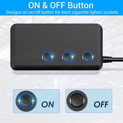 Car Charger Splitter 200W, Qidoe 3 Socket Cigarette Lighter Adapter with PD30W USB-C & QC3.0 Multi USB Car Charger DC Outlet Cigarette Splitter Po...