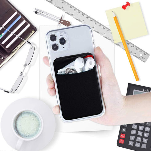 ACKLLR 3 Pack Cell Phone Card Holder with Adhesive Sticker for Back of Phone, Stretchy Fabric Card Sleeves ID Credit Card Pocket Stick On Wallet f...