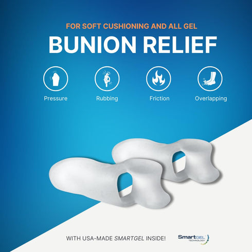 NatraCure Gel Big Toe Bunion Guards & Toe Spreaders (2 Pieces) - Pain Relief for Crooked, Overlapping Toes, Pressure, Protector, Corrector, Shield...