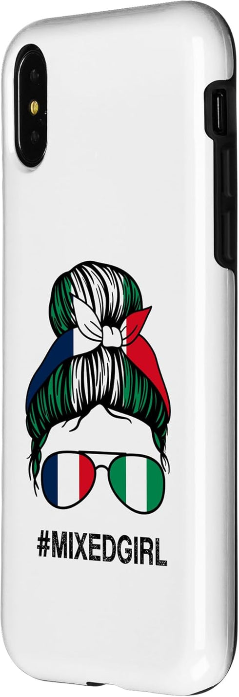 iPhone X/XS Nigeria France Flag Nigerian French Messy Bun Case...