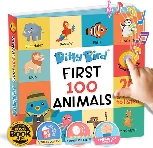 Ditty Bird Talking Books 100 Animals | 100 Words for Vocabulary & Speech Learning | Sound Books for Toddlers 1-3 | Children's Interactive Toddler ...