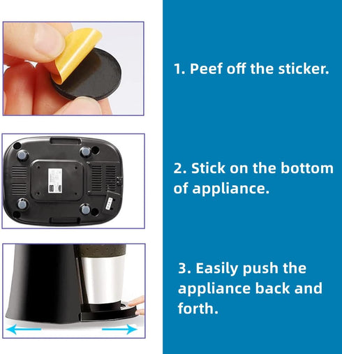 Kitchen Appliance Sliders, 12 Adhesive Magic Teflon Self Stick Slider for Most Blenders, Coffee Makers, Air Fryers, Pressure Cookers and More, DIY...