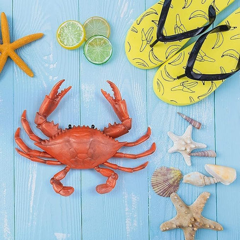 AUEAR, 2 Pack Fake Animal Sea Life Blue Red Crabs Action Figures Ocean Model Ornament for Swim Bath...