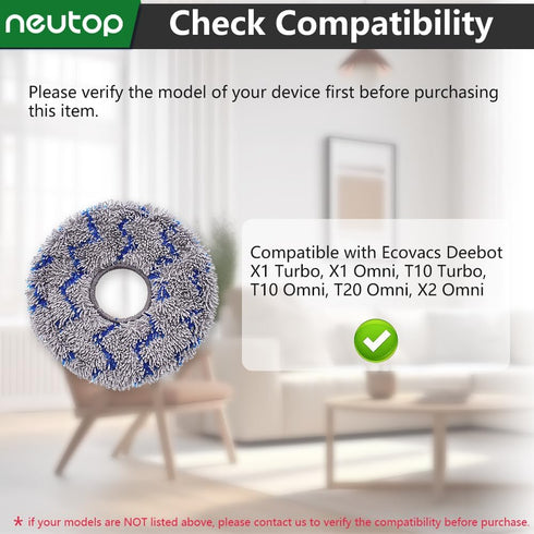 neutop Replacement Mopping Pads Microfiber Mop Cloths Compatible with Ecovacs Deebot X1 Turbo, X1 Omni, T10 Turbo, T10 Omni, T20 Omni, X2 Omni, Ro...