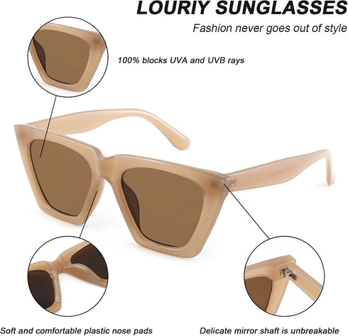 Vintage Square Cat Eye Sunglasses Women Large Trendy Retro Sun Glasses Classic Thick Rectangle Frame...