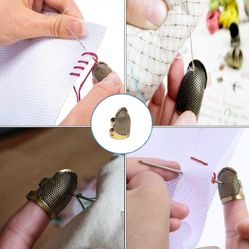 Sewing Thimble Finger Protector - Adjustable Finger Metal Shield Protector Pin Needles Sewing Quilting Craft Accessories DIY Sewing Supplies (S)...
