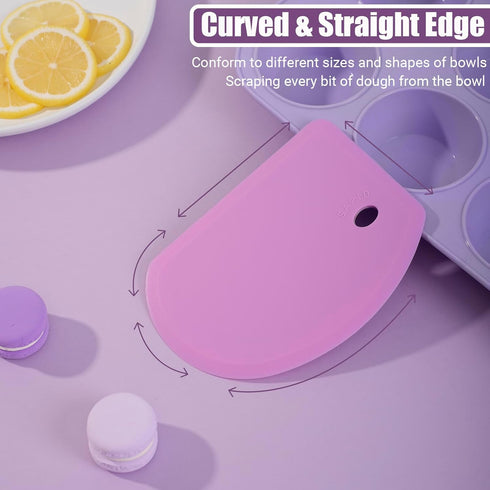 Sapid Silicone Bowl Scraper Flexible Curved Edge (5.98"×4.3"), Food Grade Bench Dough Scraper for Baking Sourdough Bread, Cake, Fondant Icing, Hea...