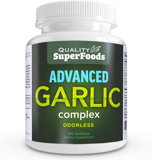 Advanced Garlic Complex - Quality SuperFoods (100ct) Maximum Strength Complex Contains a Blend of Odorless Garlic (Allium sativum), Parsley (petro...