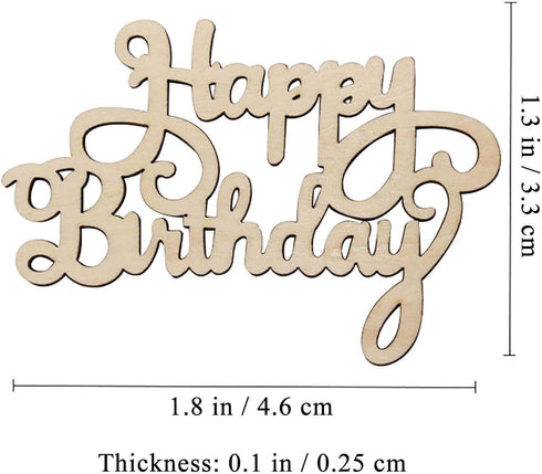 30Pcs Mini Birthday Wood Crafts DIY Cutout Wooden Slices Embellishments Unfinished Wood Ornaments Home Happy Birthday Decorations, 1.8x1.3 in...