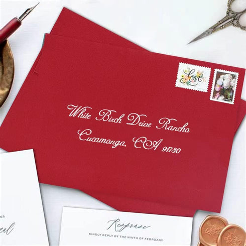 A7 Red Invitation 5x7 Envelopes 100 Pack- Self Seal, Square Flap,Perfect for 5x7 Cards, Weddings, Birthday, invitations, Graduation, Baby Shower, ...