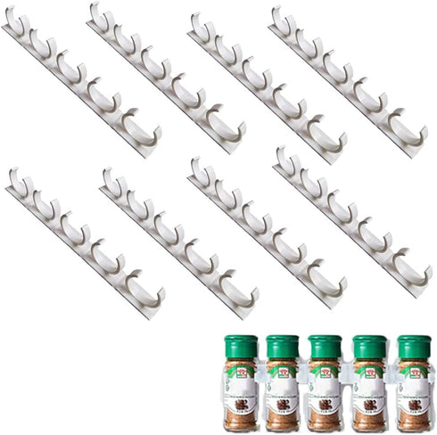 40 Spice Gripper Clips, 8 Strips Spice Racks Hold 40 Plastic Heavy Jars Bottles for Cabinet Door...