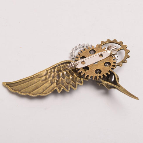 GRACEART Steampunk Plague Bird Wings Gears Brooch...