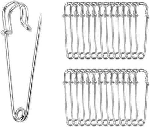 Pack of 30 Large Safety Pins, 2.76" Heavy Duty Blanket Pins Bulk Steel Spring Lock Pins Fasteners for Blankets Crafts Skirts Kilts Brooch Making...