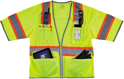 Ergodyne - 24169 Reflective Safety Vest, ANSI Class 3, Hi Vis Two Tone, 6 Easy Access Pockets, GloWear 8346Z,Lime, 4X-Large-5X-Large...
