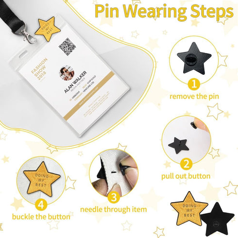 Enamel Pin, Funny Pin, Doing My Best Backpack Pins, Gold Glitter Star Cute Pins, Funny Enamel Pins, Cute Funny Pins Motivational Lapel Pin for Bac...